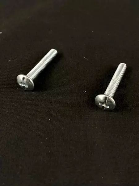 Lot of 5 Silver Brushed Metal Cabinet Drawer Knobs with Screws - Good Condition