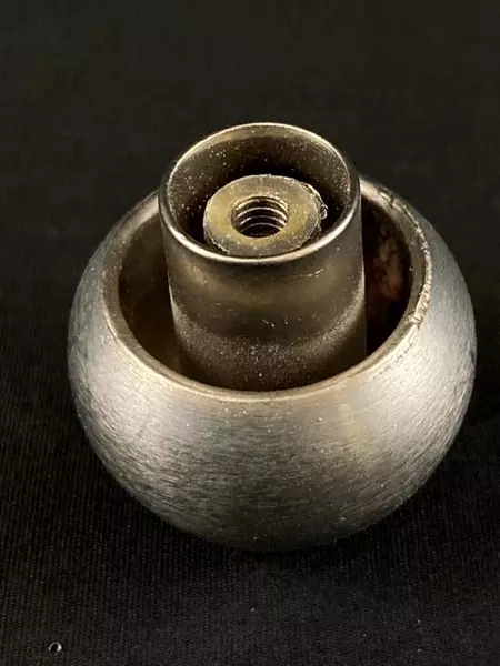 Lot of 5 Silver Brushed Metal Cabinet Drawer Knobs with Screws - Good Condition