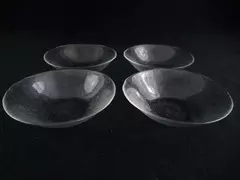 Lot of 4 Vintage Hammered Clear Glass Serving Bowls - Classic Design