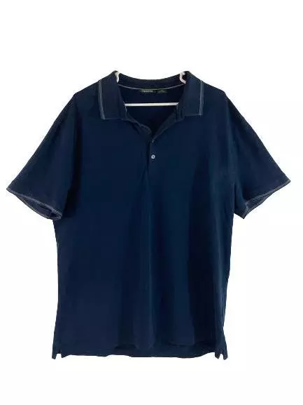 Claiborne Men's XL Navy Blue Polo Shirt, Short Sleeve Cotton Blend, Casual Wear