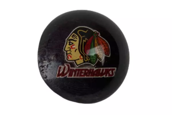 Portland Winterhawks Clear Glass Round Half Ball Paperweight Pre-Owned