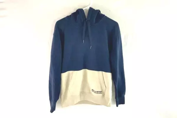 Hollister Women's XS Hoodie Sweatshirt Navy Blue & Beige Drawstring Pocket