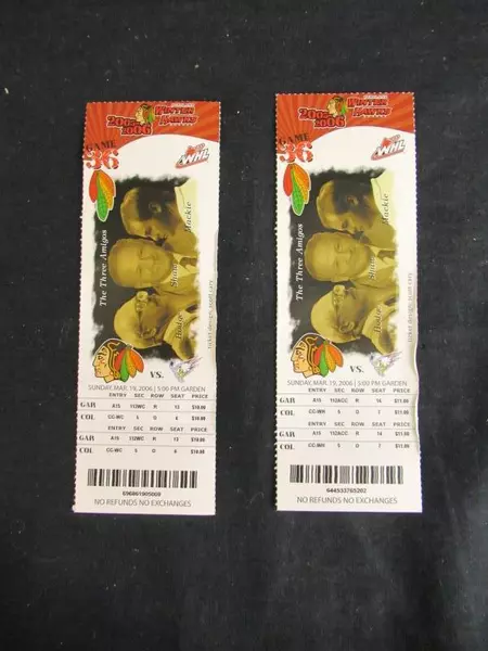 Lot of 2 Portland Winterhawks 2006 Game 36 Tickets - WHL Rose Garden
