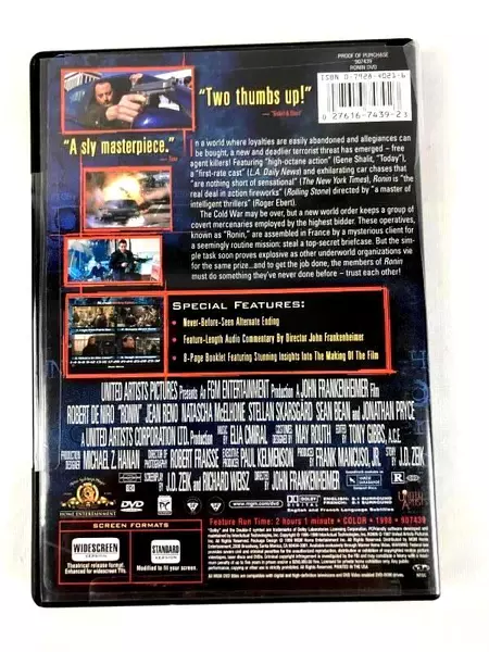 Ronin DVD 1998 Robert De Niro Widescreen Action Film MGM Good Condition