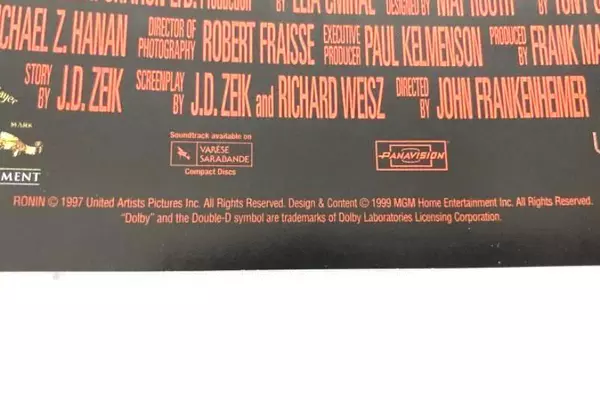 Ronin DVD 1998 Robert De Niro Widescreen Action Film MGM Good Condition