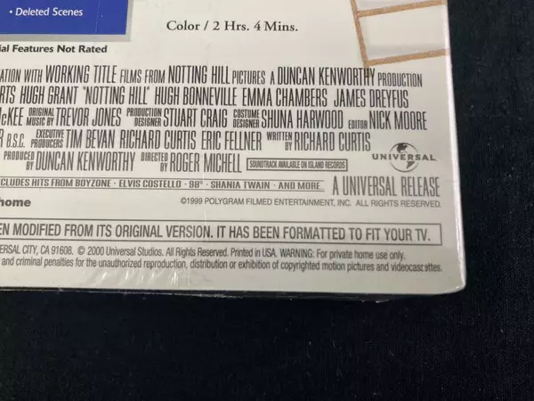 Notting Hill VHS Sealed Special Edition Julia Roberts Hugh Grant 2000 Film