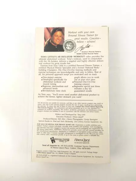 Tony Little's One on One Trainer VHS Ab Isolator Workout Muscle Toning