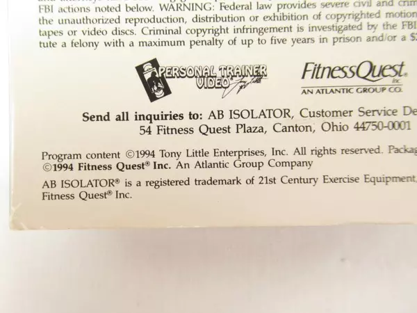 Tony Little's One on One Trainer VHS Ab Isolator Workout Muscle Toning