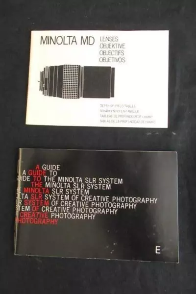 Lot of 2 Vintage Minolta SLR Camera Guides & MD Lenses Pamphlets