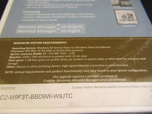 Creative Memories Memory Manager 3.0 Software Disc NEW Sealed 2009 Upgrade