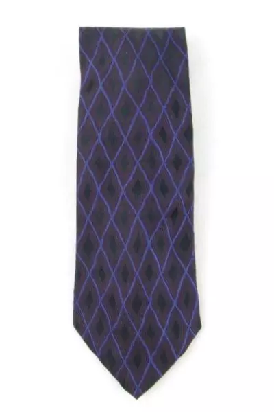Serica For Rochester Men's Silk Tie Purple Black Argyle Made in Italy