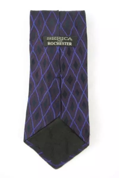 Serica For Rochester Men's Silk Tie Purple Black Argyle Made in Italy