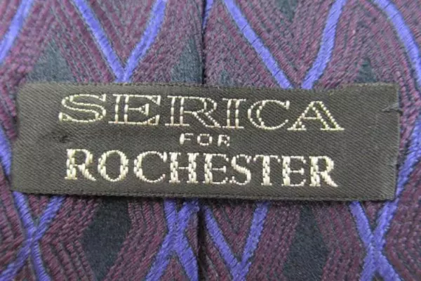 Serica For Rochester Men's Silk Tie Purple Black Argyle Made in Italy