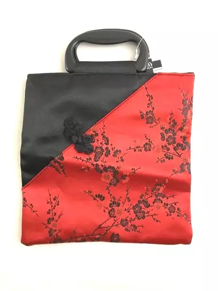 Asian Fusion Black & Red Floral Handbag Purse with Tags, Great Condition