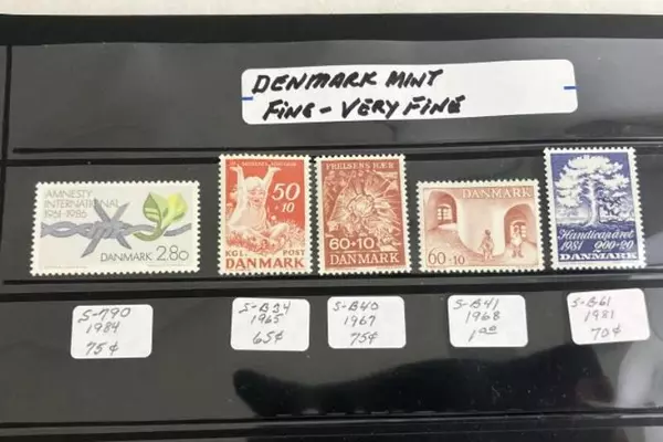 Lot of 12 Used Denmark Stamps 1965-1989 Fine/Very Fine Collectible Set