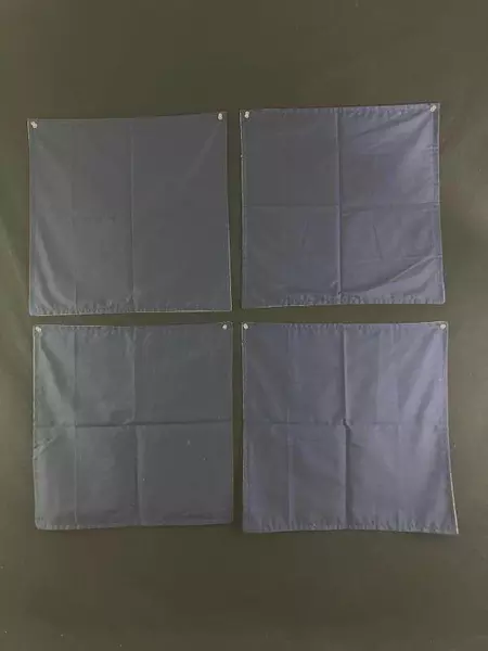 Lot of 4 Vintage Reversible Napkins Blue Floral & Solid 16.5" Square