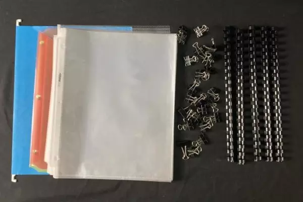 Lot of Office Supplies: Page Protectors, Binder Clips, Folders & More