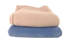 Lot of 2 Kid's Fleece Throw Blankets Light Pink & Light Blue 62"x49"