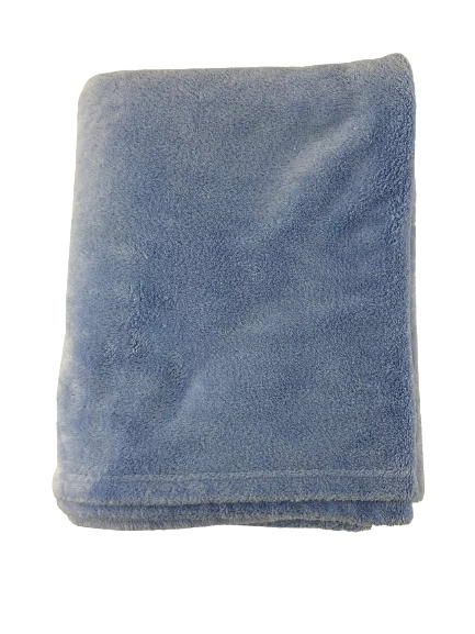 Lot of 2 Kid's Fleece Throw Blankets Light Pink & Light Blue 62"x49"