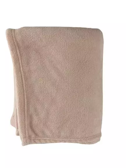 Lot of 2 Kid's Fleece Throw Blankets Light Pink & Light Blue 62"x49"