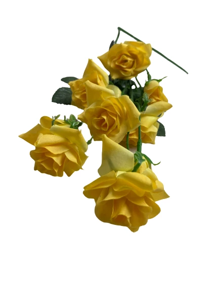 Lot of 2 Yellow Artificial Rose Bouquets for Home Decor Floral Arrangements