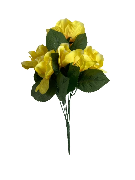 Lot of 2 Artificial Yellow & White Rose Bouquets for Home Decor