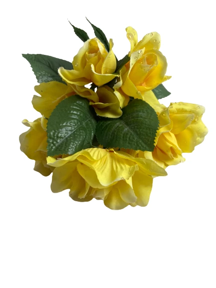 Lot of 2 Artificial Yellow & White Rose Bouquets for Home Decor