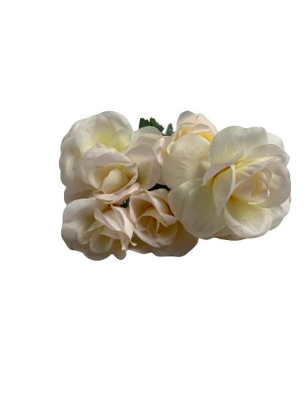 Lot of 2 Artificial Yellow & White Rose Bouquets for Home Decor