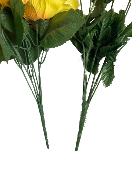 Lot of 2 Artificial Yellow & White Rose Bouquets for Home Decor