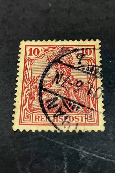 Rare 1931 10 Pfennig Germany Reichspost Red Used Stamp Fine Hinged