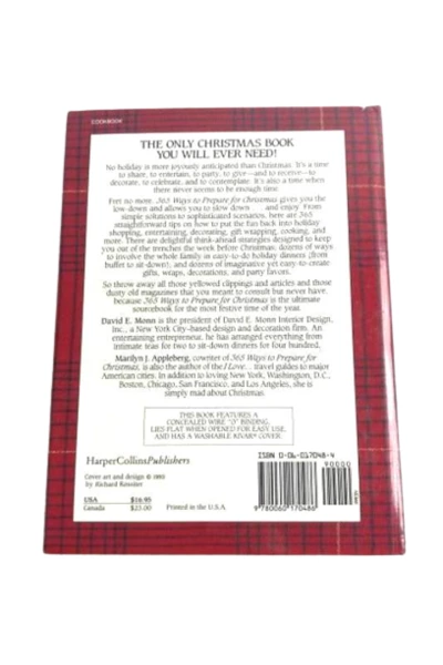 Vtg 1993 365 Ways to Prepare for Christmas by David E. Monn Hardcover Book