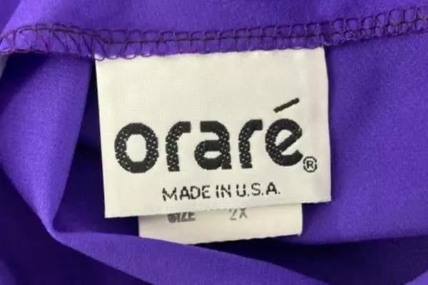 Vintage Orare Women's 2X Purple Blouse Short Sleeve USA Made 100% Polyester