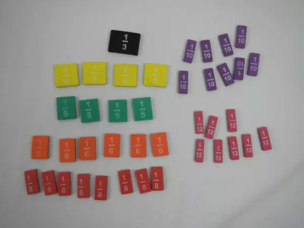 Lot of Colorful Foam Fraction Magnets & Shapes for Educational Learning