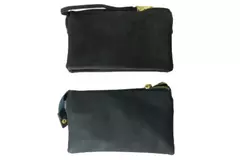 Lot of 2 Faux Leather Wristlet Clutch Bags Black & Navy with Straps