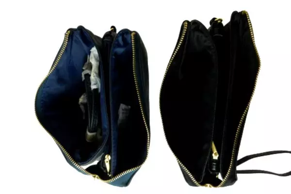 Lot of 2 Faux Leather Wristlet Clutch Bags Black & Navy with Straps