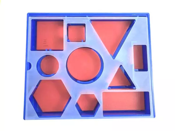 Lot of Attribute Blocks and 5 Organizer Trays Educational Desk Activity Set