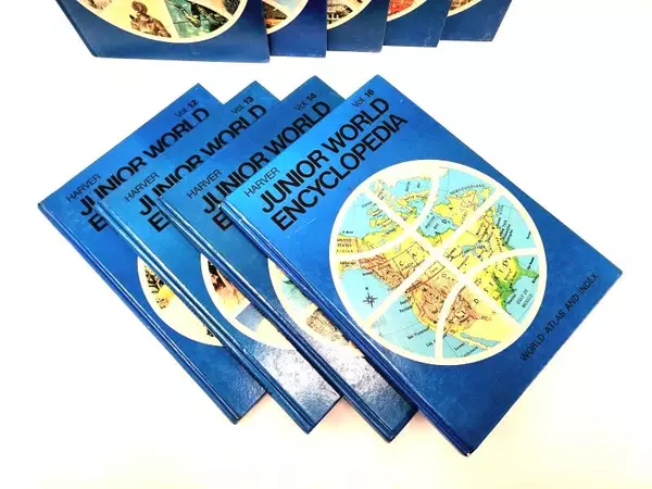Lot of 9 1971 Harver Junior World Encyclopedia Volumes 2 3 5 8 9 12 13 14 16