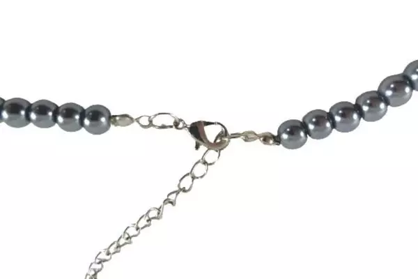 Vintage Gray-Blue Shell Pearl Necklace & Earring Set with Lobster Claw Closure