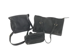 Women's 3 Faux Leather Handbags: Black Blue Purses & Fanny Pack Travel Set