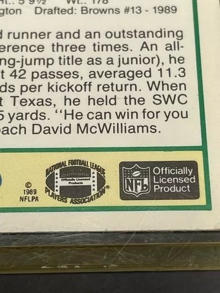 1989 Eric Metcalf Rookie Football Card in Hard Plastic Case Score 259