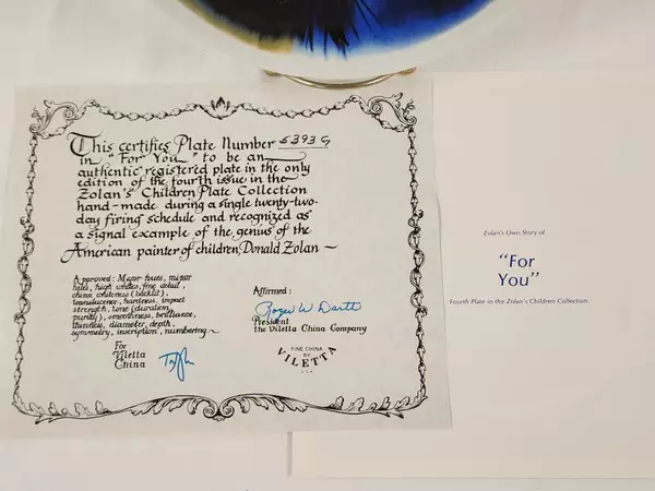 For You Zolan's Children Series Plate by Viletta 1981 8.5" Diameter