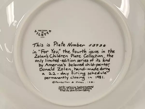 For You Zolan's Children Series Plate by Viletta 1981 8.5" Diameter