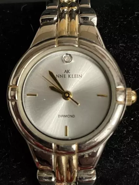 Anne Klein Diamond Quartz Watch Stainless Steel 2-Piece Band Good Condition