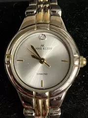 Anne Klein Diamond Quartz Watch Stainless Steel 2-Piece Band Good Condition