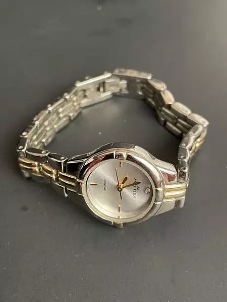 Anne Klein Diamond Quartz Watch Stainless Steel 2-Piece Band Good Condition