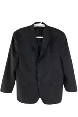 Vintage Ralph Lauren Black Gray Striped Suit Jacket 44R - Good Condition