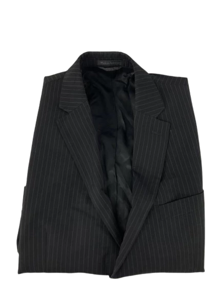 Vintage Ralph Lauren Black Gray Striped Suit Jacket 44R - Good Condition