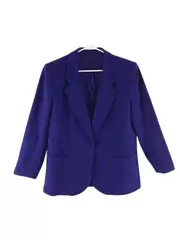 Vintage Women's Purple Wool Blazer Jacket Size 12 Satin Lined Pre-Owned