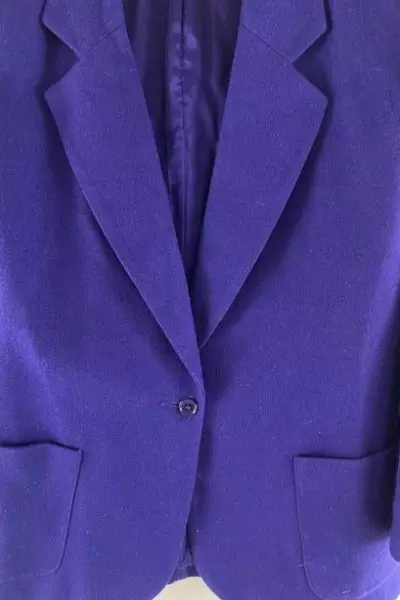 Vintage Women's Purple Wool Blazer Jacket Size 12 Satin Lined Pre-Owned
