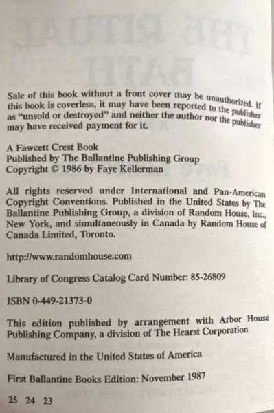 Lot of 2 Faye Kellerman Books: Milk and Honey & The Ritual Bath - Good Cond